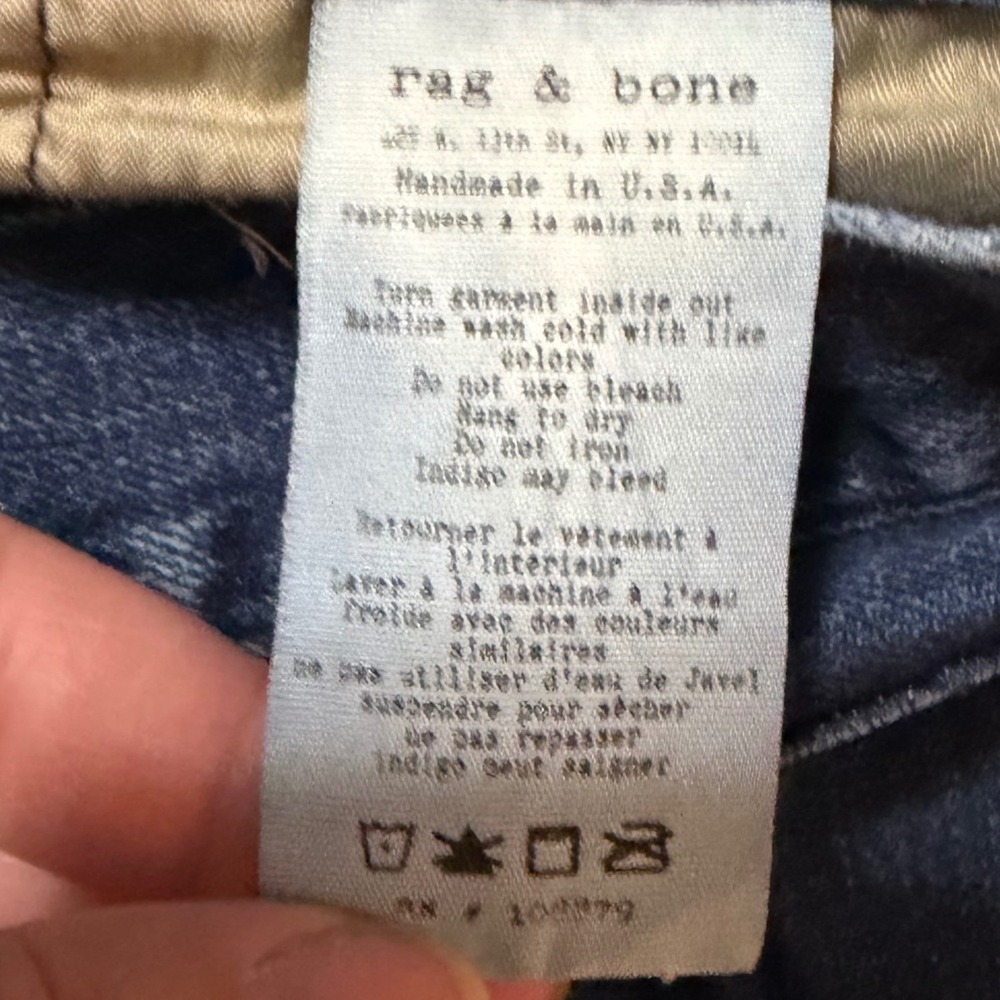 Rag & Bone Fit 3 Slim Straight Leg Jeans Mens 34 Blue Tonal Selvage Cotton Core - Picture 9 of 9